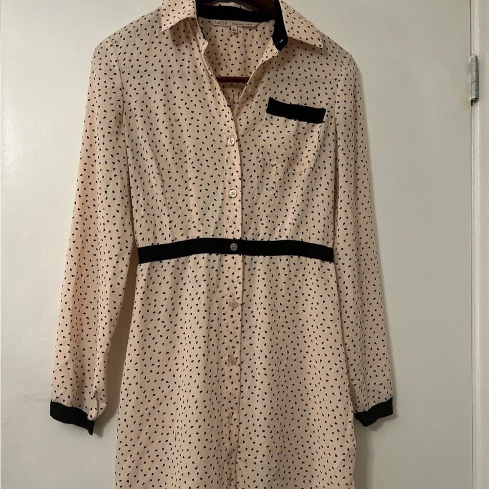 Rachel Roy Button Down Dress with black heart pattern Size 2